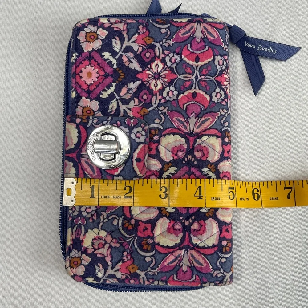Vera Bradley Turn Lock RFID Full Size Wallet  Magenta Medallion print